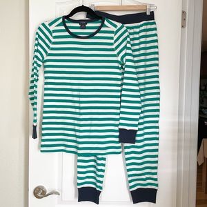 J. Crew Pajama Set Green/White Stripe